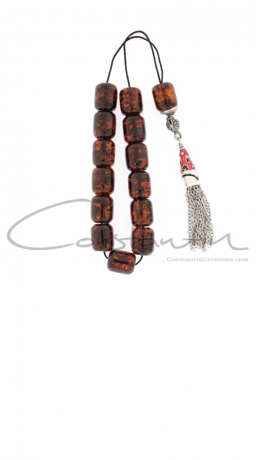 Classic, mini size , Greek Amber komboloi with fine details.