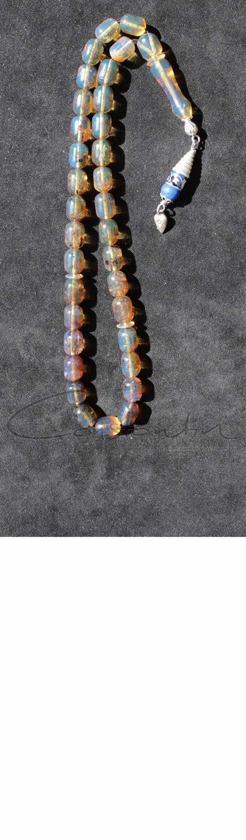 Pocket size set ,made of Natural Blue Amber.