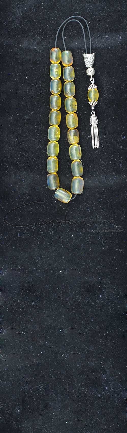 Dominican Amber, Greek komboloi of 19 beads in symmetrical shape and handy size. 
