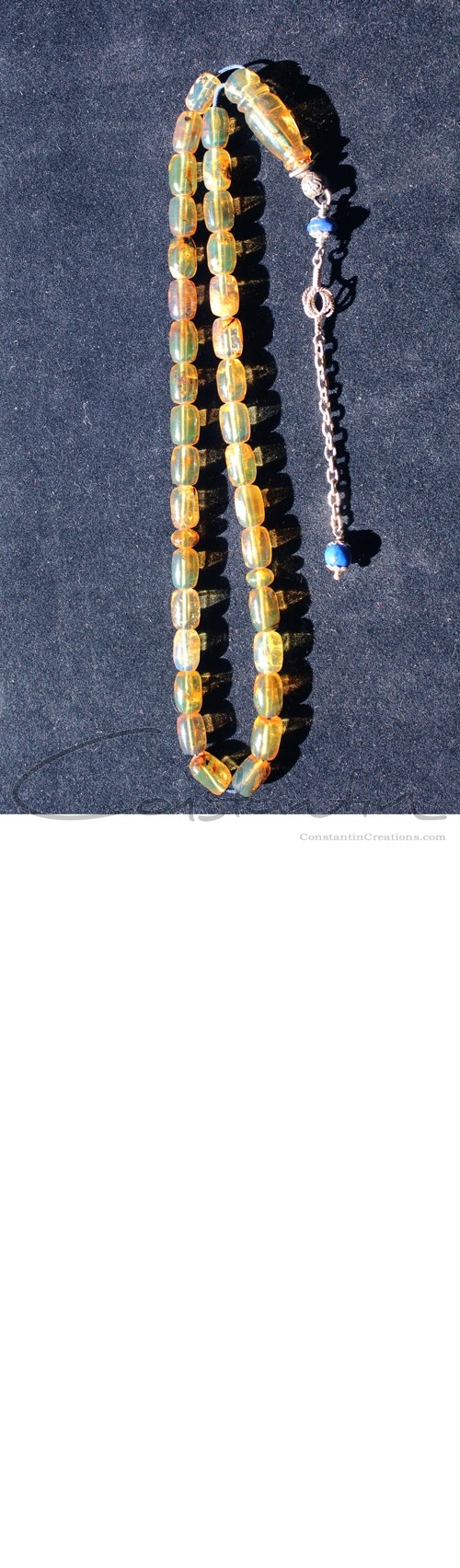 Traditional worry beads set made of selected Dominican amber and silver.