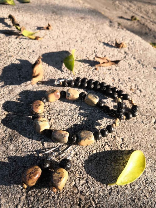 Stylish casual, handmade set of beaded necklace & matching earrings.