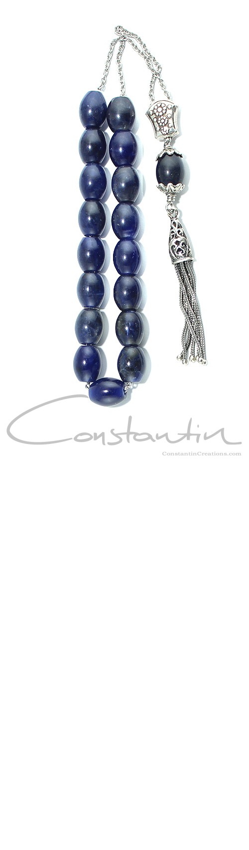 Greek komboloi made of natural Semi Precious stone Blue Sodalite.