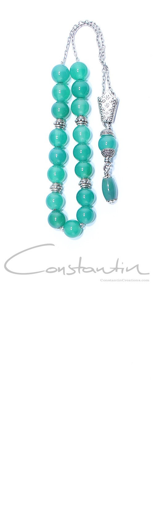 Green Agate, gemstone Greek komboloi.