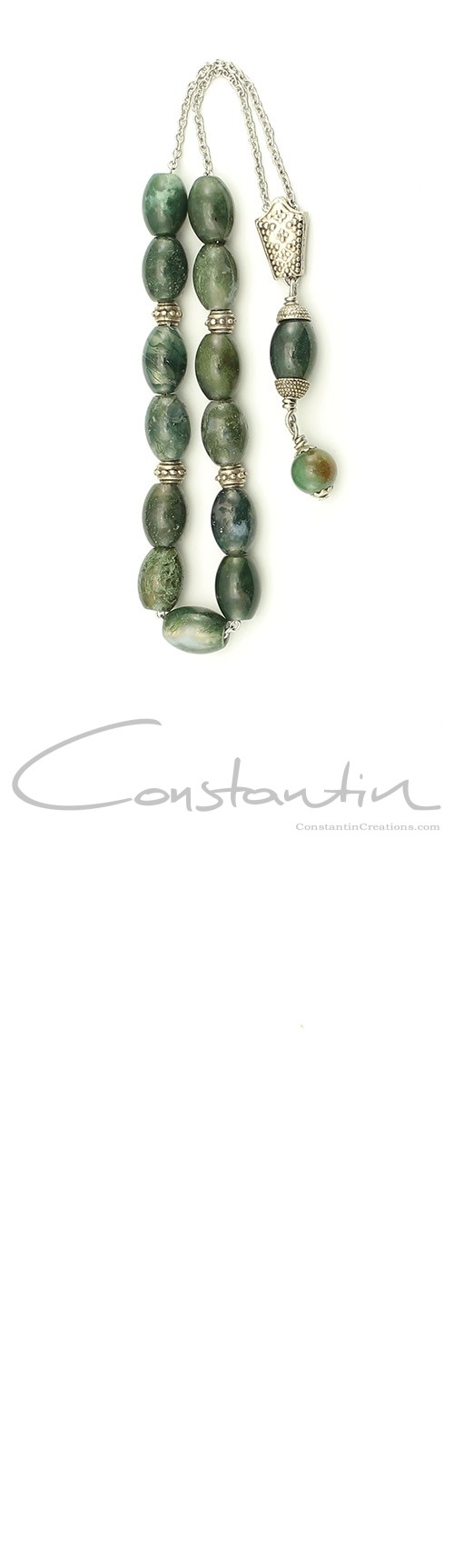 komboloi made of selected, African Green Jasper gemstone.