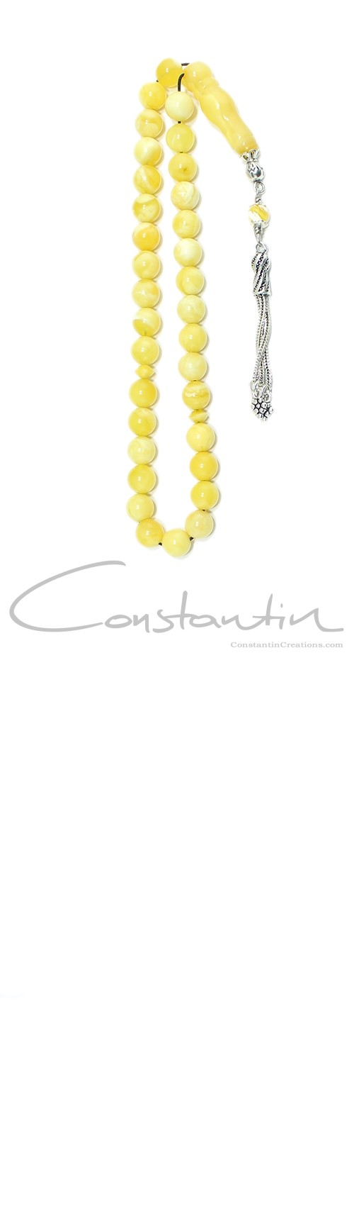 Selected natural light yellow, Baltic amber worry beads set.