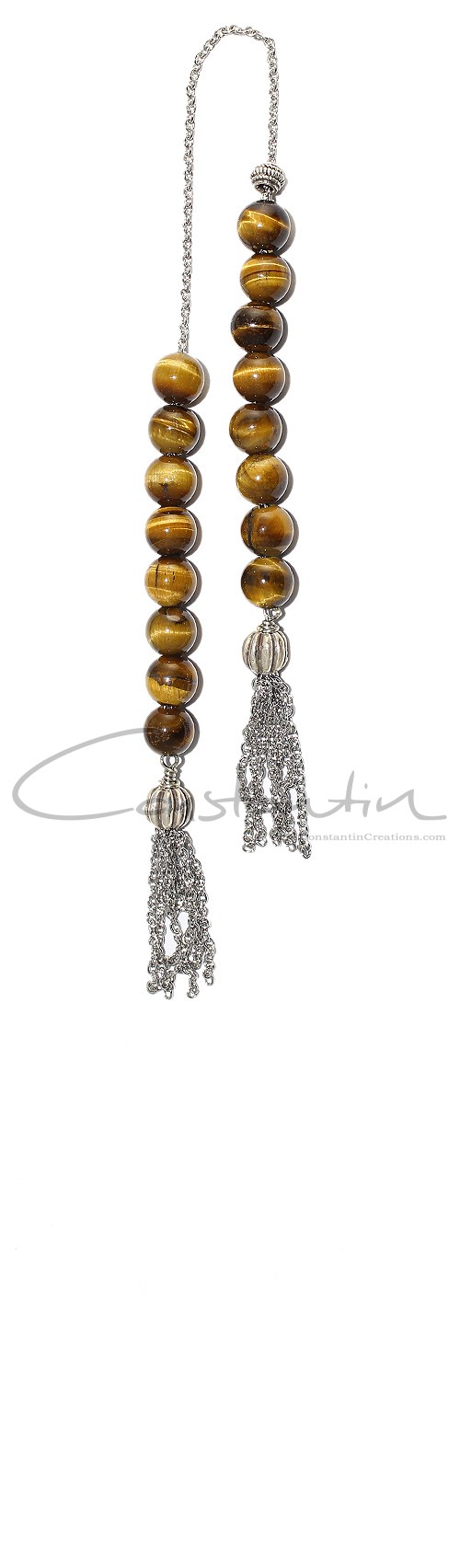 Natural, Tiger's Eye, Mini worry beads (begleri) .