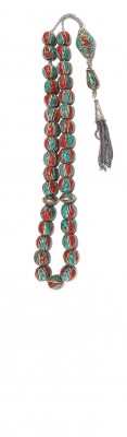 Vintage, medium size worry beads set with round shape beads decorated with mosaic artwork. 