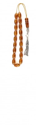 Classic, Greek style komboloi with oval shape amber beads.