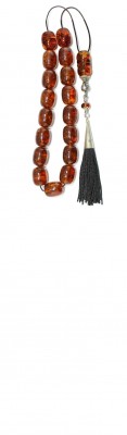 Medium size beads, Greek komboloi made of Natural dark honey amber and silver.