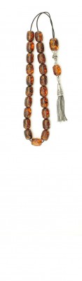 Exclusive, Greek komboloi set made of natural amber, hand carved beads.