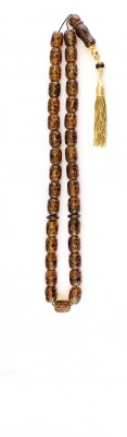 Exclusive and Collectable, Worry beads set made of  engraved natural amber and Gold parts. 