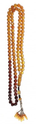 Faceted multi color pressed natural amber worry beads
