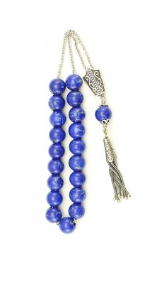 Classic Greek komboloi made of Howlite gemstone and silver parts.