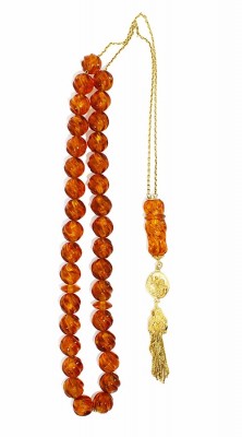 custom made komboloi amber and gold