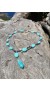 Amazonite gemstone and gray Pearls on handcrafted beaded necklace.