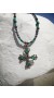 Vintage silver cross on multi color, handcrafted beaded necklace.