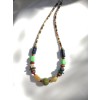 Multicolor, hand crafted necklace of various natural gemstones.