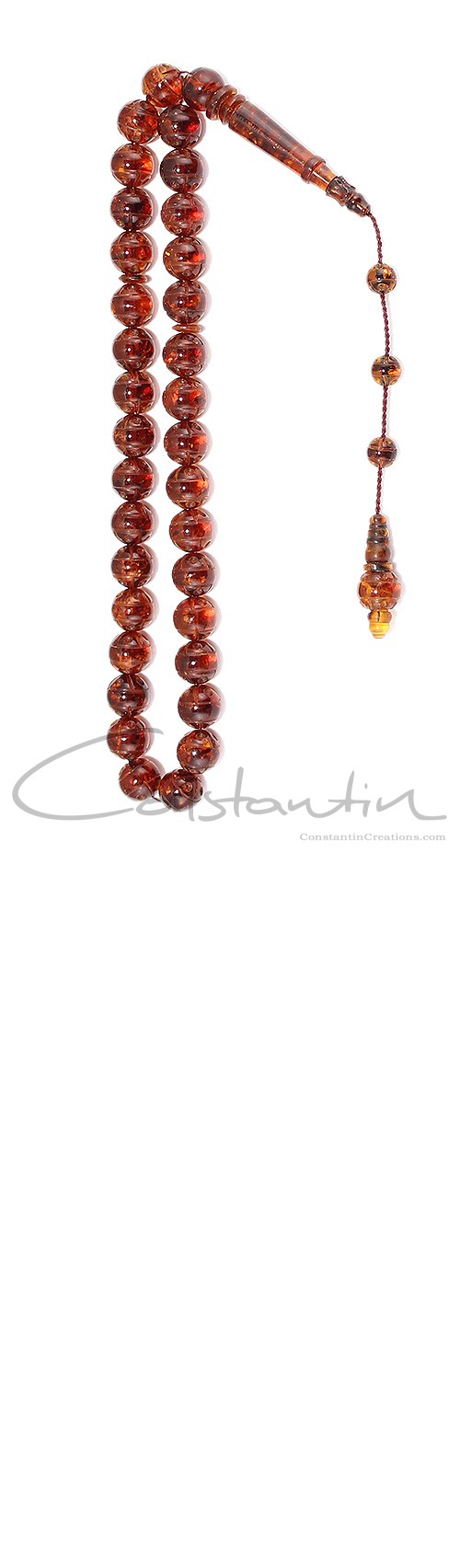 Worry beads set made of engraved natural amber. 