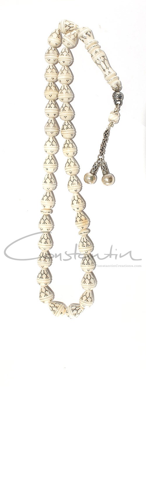 Antique Ivory, with silver inlay, worry beads