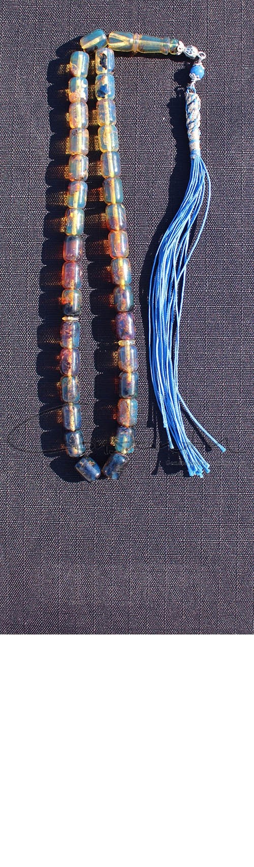 Selected, natural Dominican Blue Amber worry beads set.