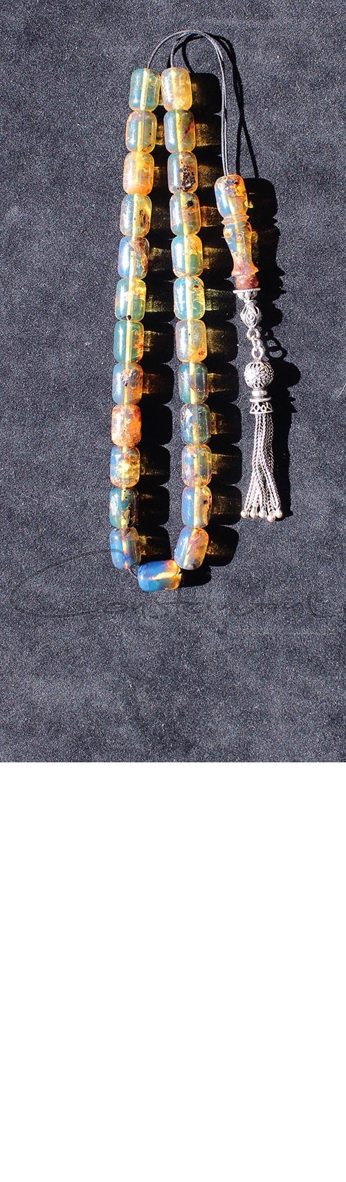 Greek komboloi with 25 beads, special selection of natural Dominican amber.