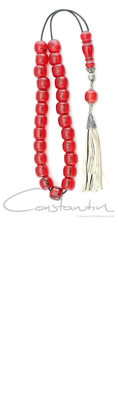 Greek komboloi made of  Vintage Transparent  Red Faturan. 