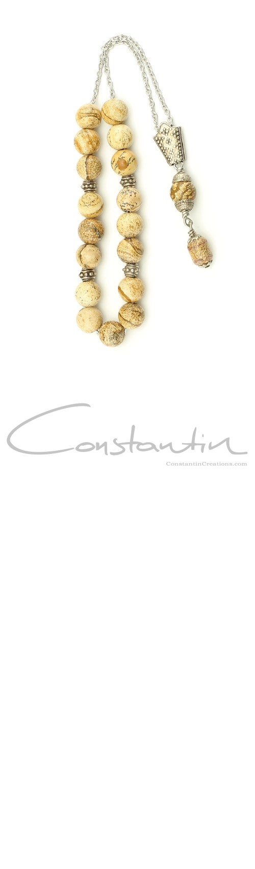 Pocket size, Greek komboloi set, made of natural Jasper stone.