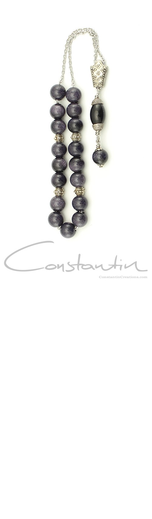 Sparkling Blue Goldstone, greek komboloi.