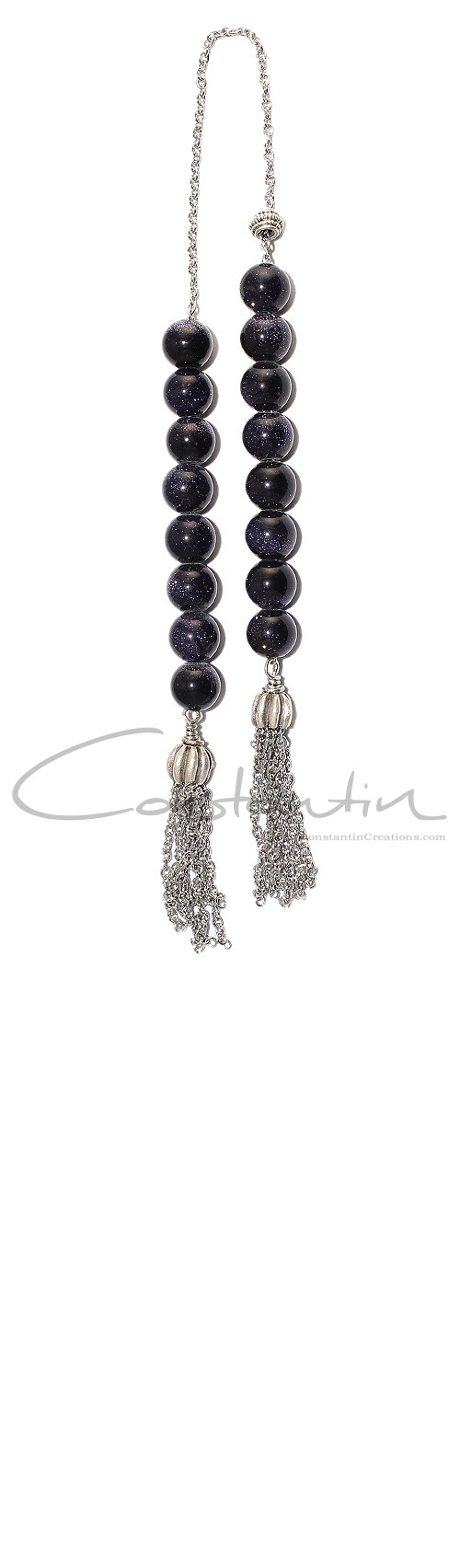 Dark Blue, Mini worry beads (begleri) made of Goldstone beads.