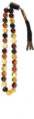 Large size, worry beads set, made of selected natural amber, with many natural colors combination