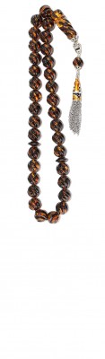 Worry beads set made of natural amber, hand carved beads.