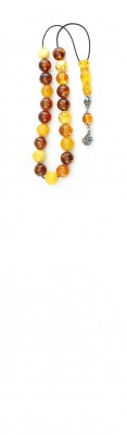 Greek komboloi made of multi color selection of natural amber beads. 