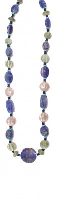 Ethnic style,necklace made of vintage, Lapis Lazuli, Turquise and Jade mineral stone beads.