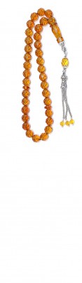 Premium quality, Faceted , light honey natural amber pressed, worry beads set of 33 beads.