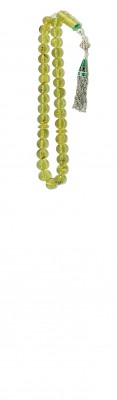 Pocket size worry beads set made of natural, green Colombian amber.