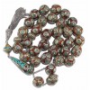 Vintage, large and heavy worry beads set with round shape beads decorated with mosaic artwork.