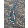 Natural, free form but also symmetrical tube type, Turquoise beads combined with clear and round , rock crystal and dark blue Lapis lazuli. 