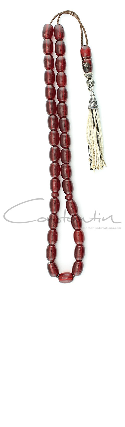 Traditional Greek komboloi set,  made of  Vintage Transparent  Red Faturan. 