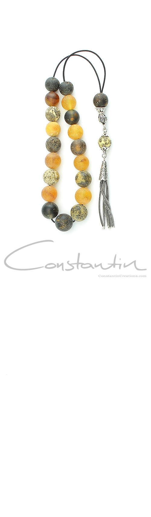 Matte finished, multi color amber, Greek komboloi.