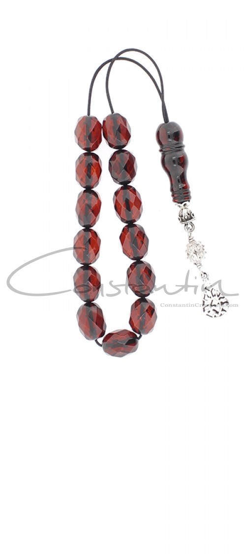 Greek Amber komboloi, made of 100 % natural amber, pressed Shaped, faceted and polished by hand.