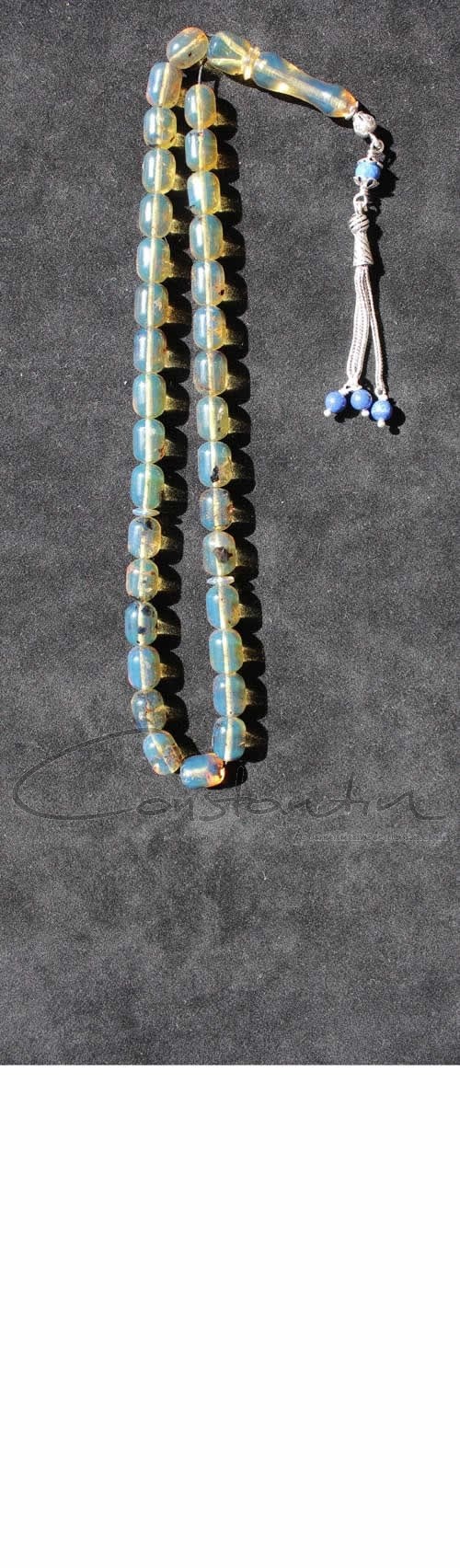 Natural Dominican Blue Amber Worrybeads set in handy size.