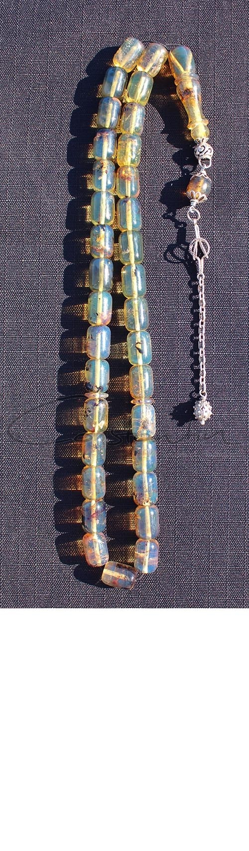 Traditional worry beads set, made of selected transparent , natural Dominican amber.