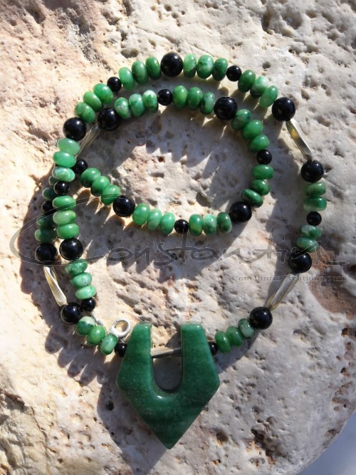 Summer style, jewelry set of necklace, bracelet and matching earrings. 