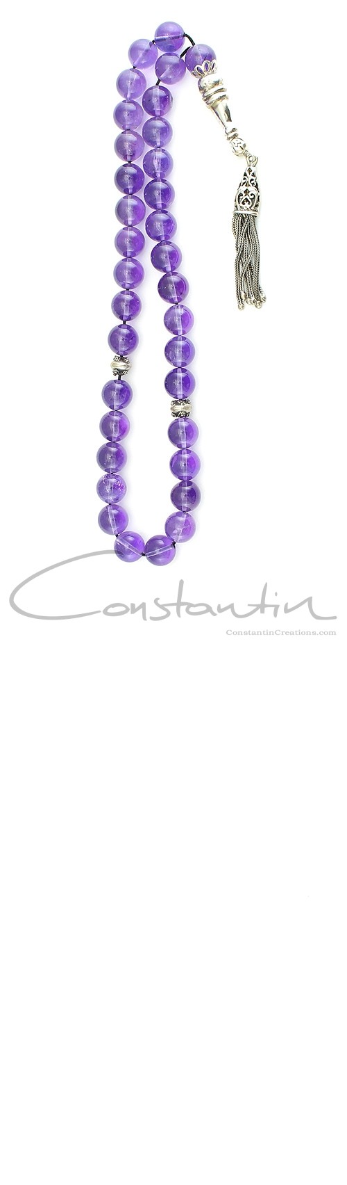 Purple Worry beads set made of premium quality, Amethyst semi precious stones and sterling silver.