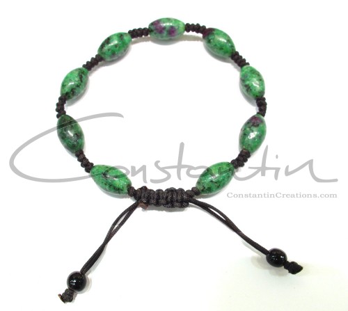 Rubyzosite semi precious stone knotted bracelet