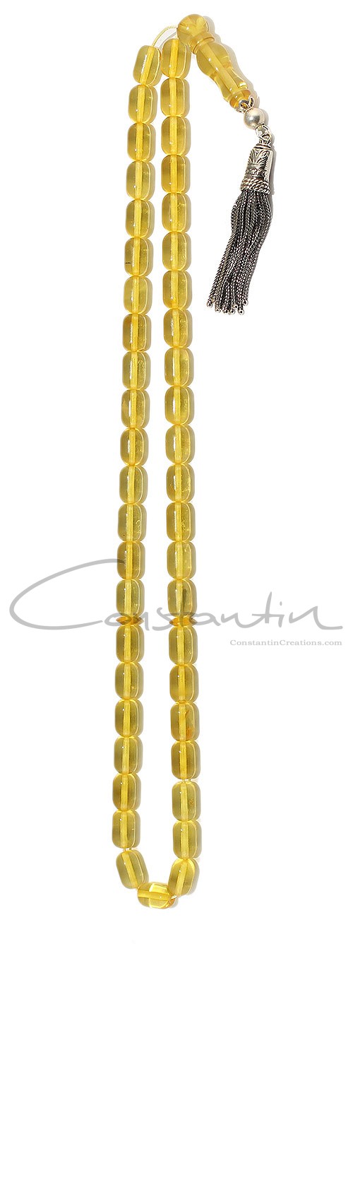 45 beads, Handy size, worry beads set, made of transparent, light Yellow natural amber.