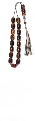 Handy size, Greek style Komboloi, made of Pressed amber beads.