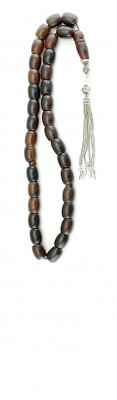 Traditional, worry beads set made of dark Brown, Vintage Faturan beads and silver.