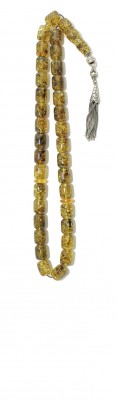 Greenish, Amber worry beads set, made of 100 % natural amber, pressed.
