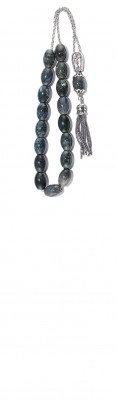 Greek style komboloi made of natural Blue/Green agate stone. 